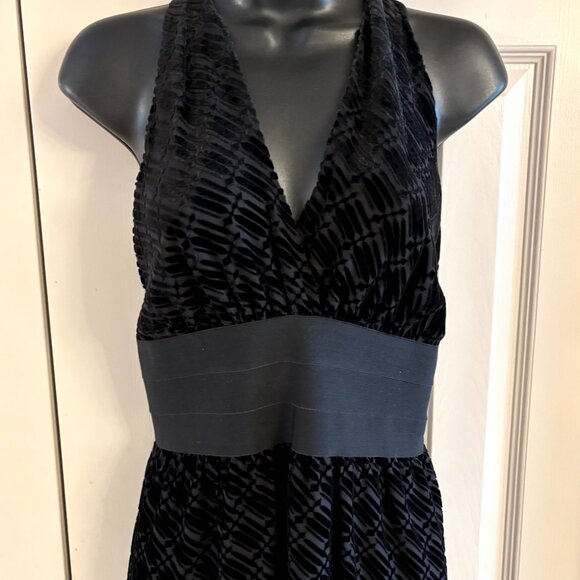 Studio M Black Velvet Halter Dress - Elegant and Timeless.  S - Picture 2 of 10